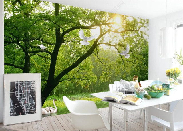 3D Tapeta na ścianę Custom Size Fresh Natural Scenery Forest - Dekoracja wnętrza, Fototapeta, Samoprzylepna Tapeta do sypialni -  Trawy I Las - Wianko - 2