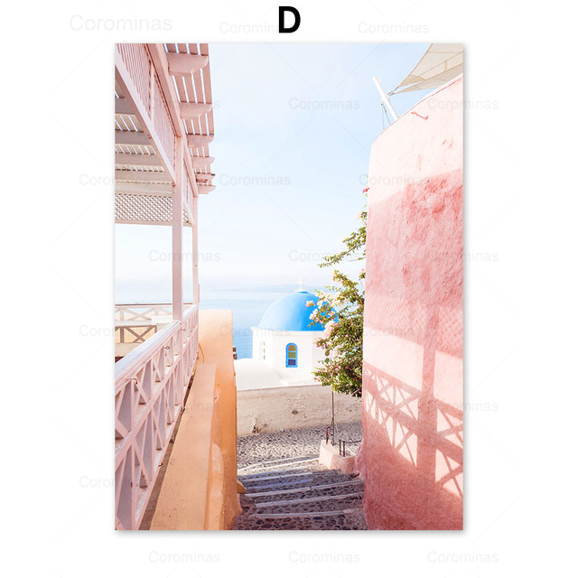 Obraz ścienny na płótnie - Samochód Ocean, różowy, budka telefoniczna, małe miasteczko Nordic - plakaty i druki - Wianko - 9