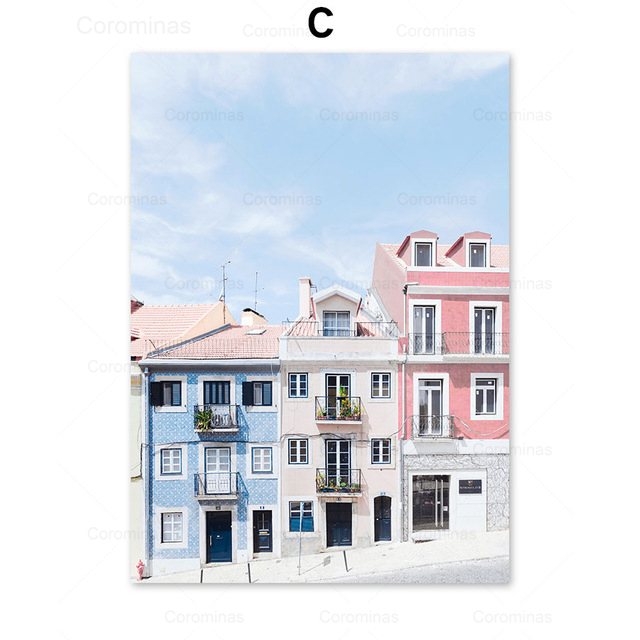Obraz ścienny na płótnie - Samochód Ocean, różowy, budka telefoniczna, małe miasteczko Nordic - plakaty i druki - Wianko - 8