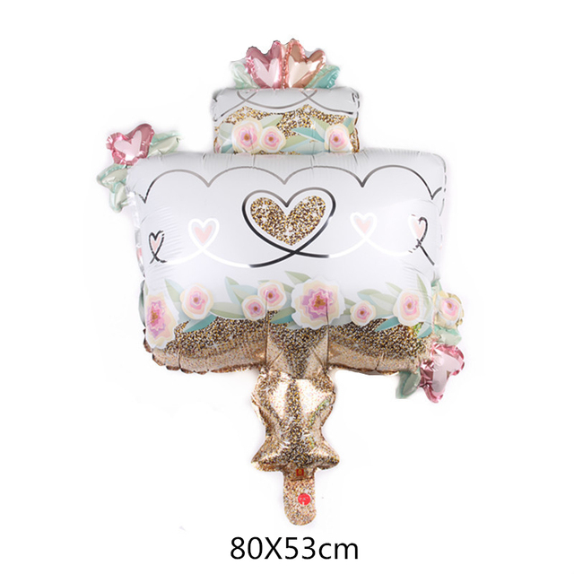 Balon z folii aluminiowej w kształcie tortu z tęczowymi kwiatami - dekoracja na urodziny dzieci i śluby - Wianko - 6