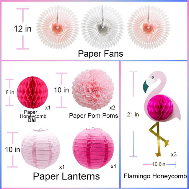 Latarnia DIY z motywem hawajskich różowych flamingów, ananasów i kwiatów w połączeniu z papierem o strukturze plastra miodu - dekoracja na urodziny i domowe przyjęcie w tropikalnym stylu - Wianko - 9