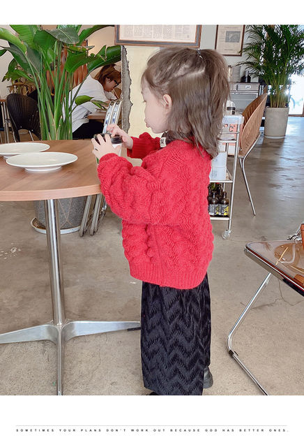 Sweter na jesień dla dziewczynek - solidny jakcet z dzianiny, guzik perłowy, o-neck, rozpinany płaszcz dziecięcy (rozmiar 8) - Wianko - 8