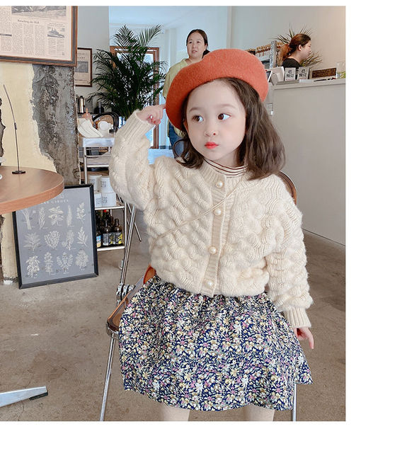Sweter na jesień dla dziewczynek - solidny jakcet z dzianiny, guzik perłowy, o-neck, rozpinany płaszcz dziecięcy (rozmiar 8) - Wianko - 7