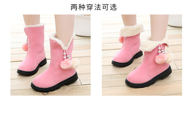 Długie zimowe buty śnieżne dla dziewczynek księżniczki, wodoodporne, pluszowe ostrzeżenie - Wianko - 4