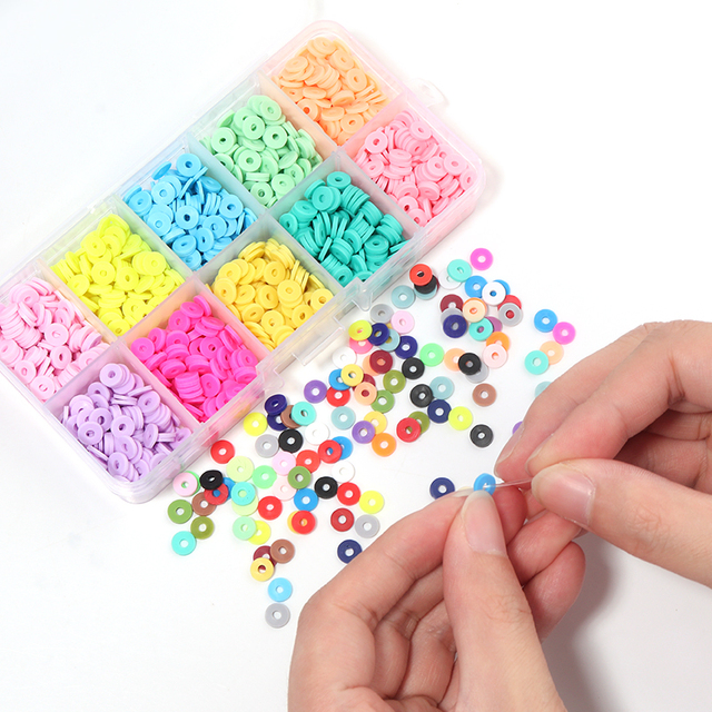 Zestaw koralików z gliny polimerowej o płaskim okrągłym kształcie, 1600 sztuk/pudło - idealny do tworzenia biżuterii dla dzieci - Wianko - 8