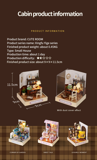 DIY Domek dla lalek drewniany z meblami, zestaw Roombox, prezent na Boże Narodzenie dla dzieci - CUTEBEE QT31 - Wianko - 2
