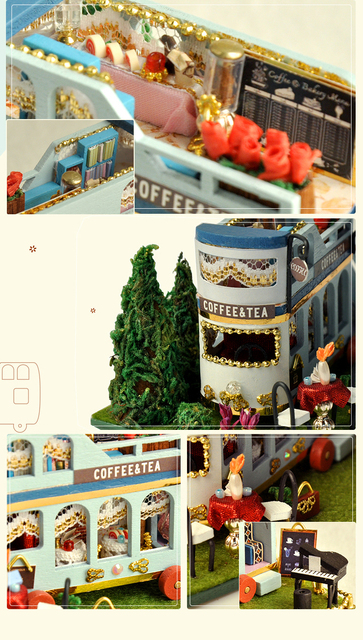 DIY Domek dla lalek drewniany z meblami, zestaw Roombox, prezent na Boże Narodzenie dla dzieci - CUTEBEE QT31 - Wianko - 25