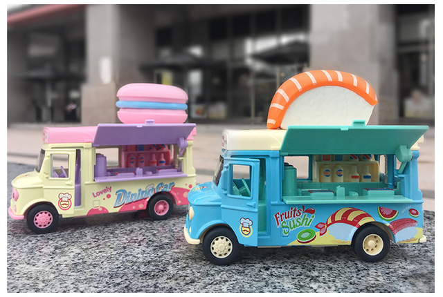 Samochód z napędem Pull Back, serwujący żywność, z oświetleniem, muzyką i otwieranymi drzwiami markizy - zabawka wózek lody ciężarówka (Odlewane i zabawkowe pojazdy 2021) - Wianko - 17