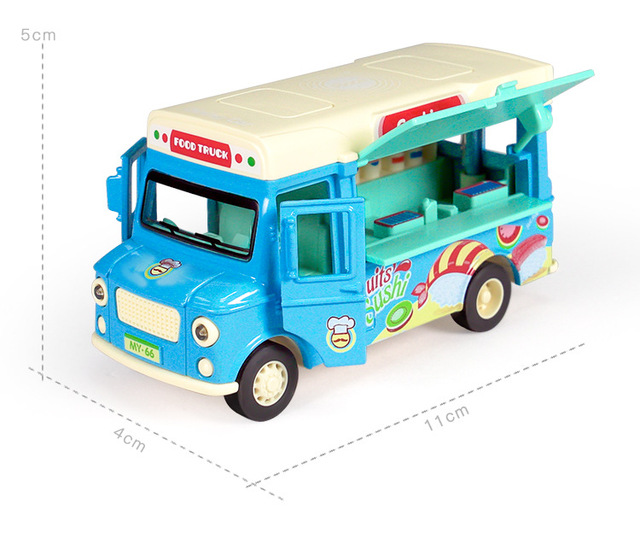 Samochód z napędem Pull Back, serwujący żywność, z oświetleniem, muzyką i otwieranymi drzwiami markizy - zabawka wózek lody ciężarówka (Odlewane i zabawkowe pojazdy 2021) - Wianko - 24