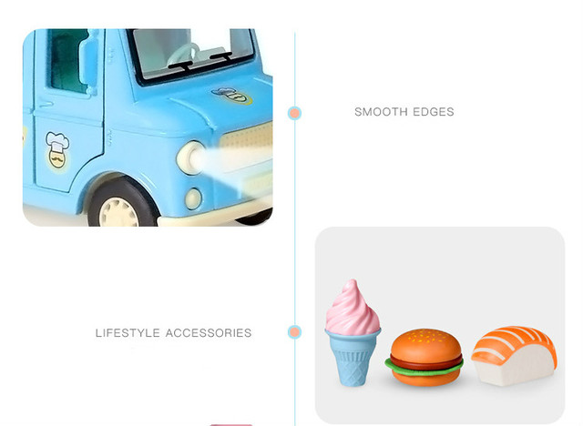 Samochód z napędem Pull Back, serwujący żywność, z oświetleniem, muzyką i otwieranymi drzwiami markizy - zabawka wózek lody ciężarówka (Odlewane i zabawkowe pojazdy 2021) - Wianko - 14