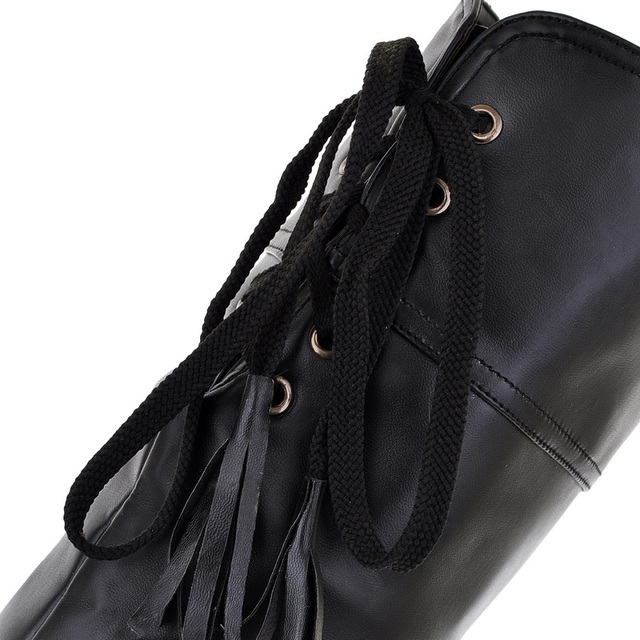 Platformowe buty damskie za kolano w rozmiarze 48 z miękkim stretchem i wysokimi obcasami - Wianko - 29