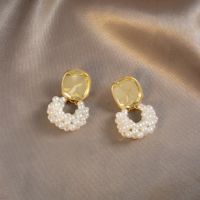 Nowe duże perły damskie kolczyki geometria kryształ złoty kolor dynda spadek Earing dla kobiety koreański styl moda biżuteria - Wianko - 22
