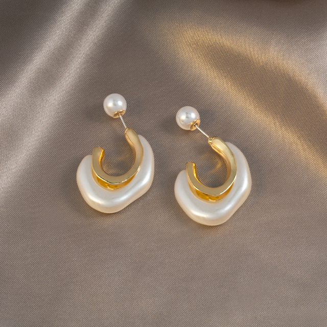 Nowe duże perły damskie kolczyki geometria kryształ złoty kolor dynda spadek Earing dla kobiety koreański styl moda biżuteria - Wianko - 8