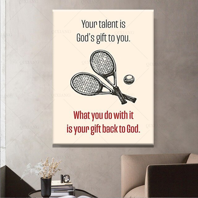 Plakat tenisowy - twój talent jako dar od Boga, nadaj mu znaczenie na ścianie salonu - Wianko - 3
