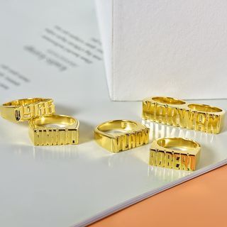 Personalizowany pierścionek złoty ze stali nierdzewnej - Hip Hop, numer listu, unisex - Wianko - 7