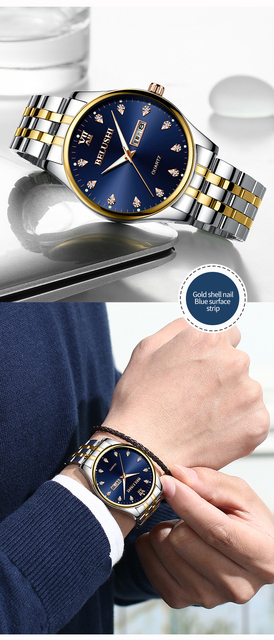 Mężczyźni zegarek luksusowy biznes zegarek, stal nierdzewna, wodoodporny, kwarcowy, data tydzień, godzina, diament, klasyczny - Wianko - 9