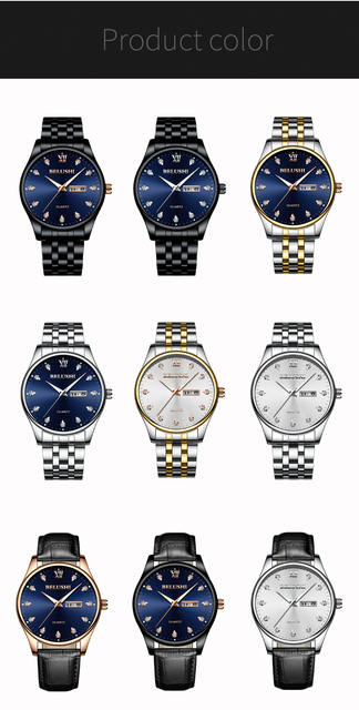Mężczyźni zegarek luksusowy biznes zegarek, stal nierdzewna, wodoodporny, kwarcowy, data tydzień, godzina, diament, klasyczny - Wianko - 3