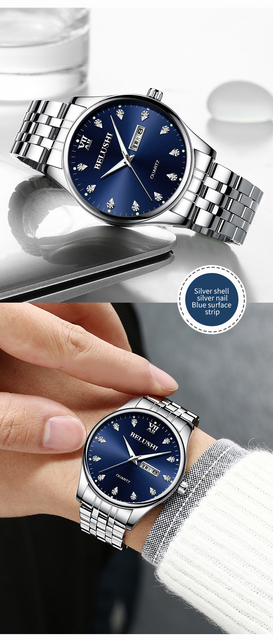 Mężczyźni zegarek luksusowy biznes zegarek, stal nierdzewna, wodoodporny, kwarcowy, data tydzień, godzina, diament, klasyczny - Wianko - 11