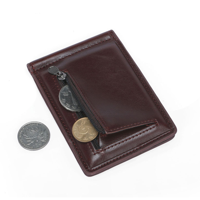 Męski portfel z kieszenią na monety i zamek błyskawiczny - Mini skórzany - Wianko - 6