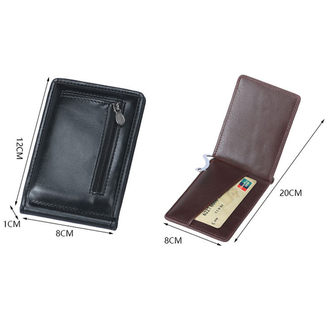 Męski portfel z kieszenią na monety i zamek błyskawiczny - Mini skórzany - Wianko - 5
