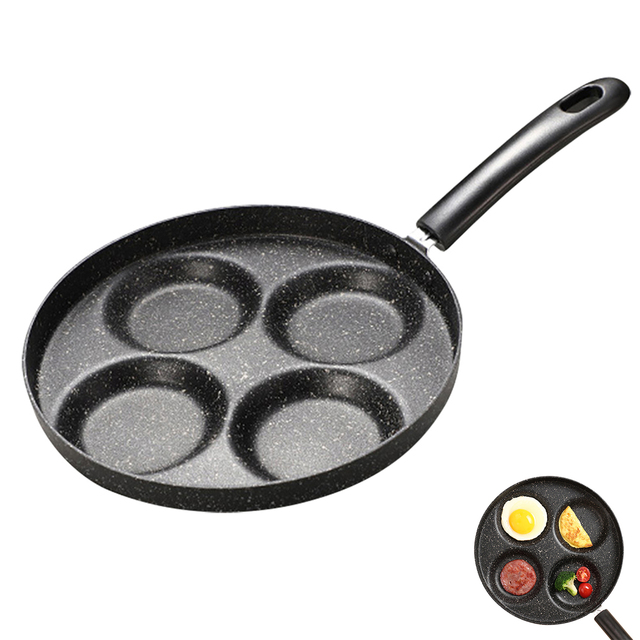 4-otworowa patelnia do smażenia omletów, burgerów, jaj, szynki, naleśników, naczynie do śniadaniowego gotowania, non-stick, do kuchenki gazowej - Wianko - 4