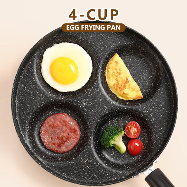 4-otworowa patelnia do smażenia omletów, burgerów, jaj, szynki, naleśników, naczynie do śniadaniowego gotowania, non-stick, do kuchenki gazowej - Wianko - 5