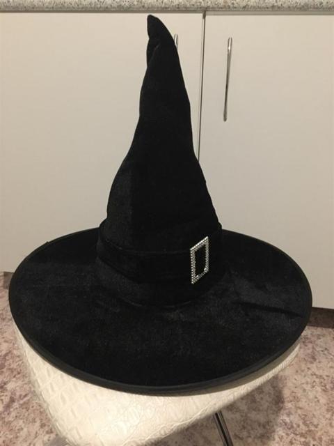 Czapka welurowa - czarownica czarodziejka Hallowen - akcesorium moda - czarny prezent - Wianko - 1