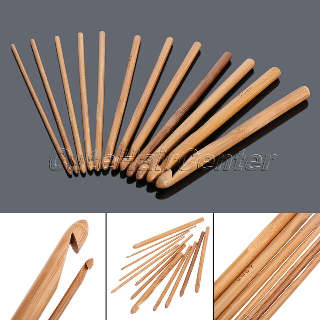 Zestaw 12 uchwytów bambusowych szydełek do robótek ręcznych 14.5cm-15cm - Wianko - 1