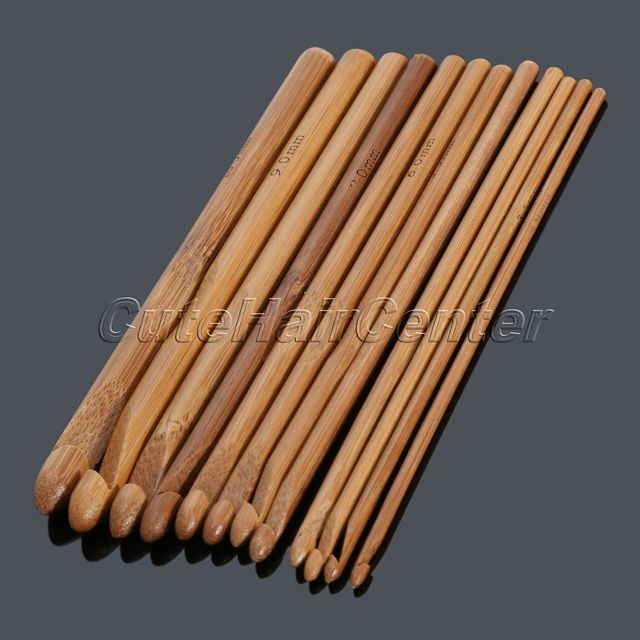 Zestaw 12 uchwytów bambusowych szydełek do robótek ręcznych 14.5cm-15cm - Wianko - 2