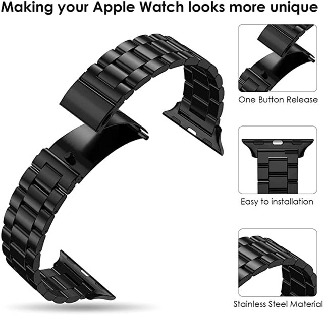 Pasek bransoletka stalowa dla Apple Watch 7, 45mm/41mm, kompatybilny z iWatch 6 SE 5 4 3, 44mm/40mm/42mm/38mm - Wianko - 2