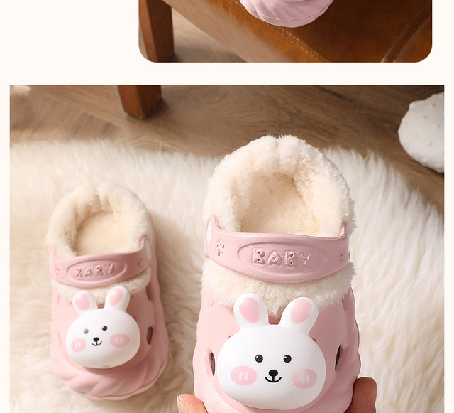 Dziecięce sandały bawełniane i aksamitne dla dziewczynek - króliki kapcie platformowe - Wianko - 9