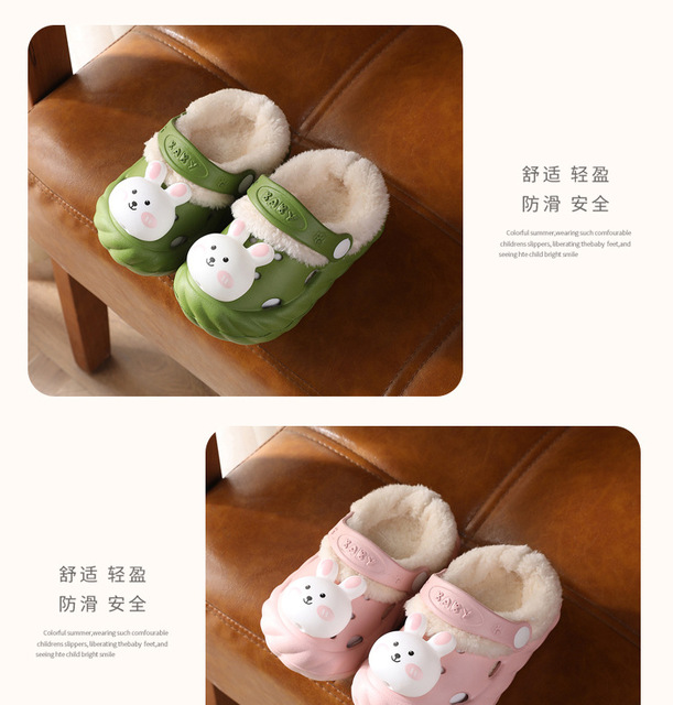 Dziecięce sandały bawełniane i aksamitne dla dziewczynek - króliki kapcie platformowe - Wianko - 12