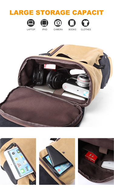 Plecak płócienny Unisex Vintage 14 z portem ładowania USB do laptopa TANGHAO - Wianko - 13