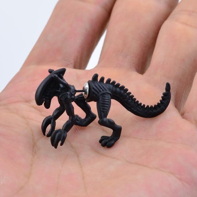 Dwusztuki modnej biżuterii 3D: straszne potwory Alien na czarnych kolczykach - Wianko - 6