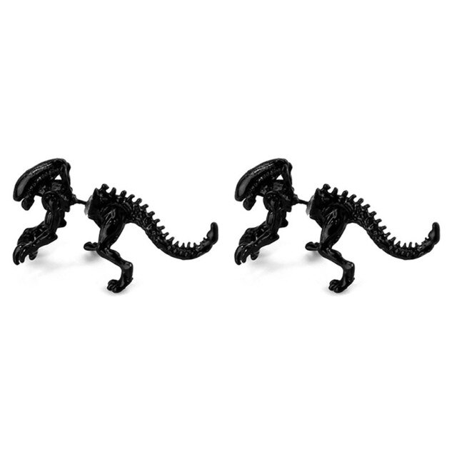 Dwusztuki modnej biżuterii 3D: straszne potwory Alien na czarnych kolczykach - Wianko - 10