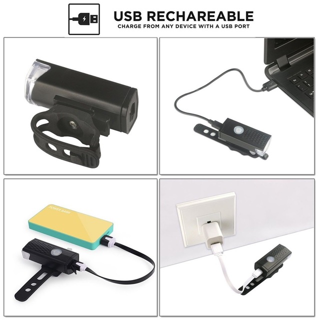 Światła rowerowe LED USB przednie reflektory + tylne wodoodporna latarka ostrzegawcza - Wianko - 3