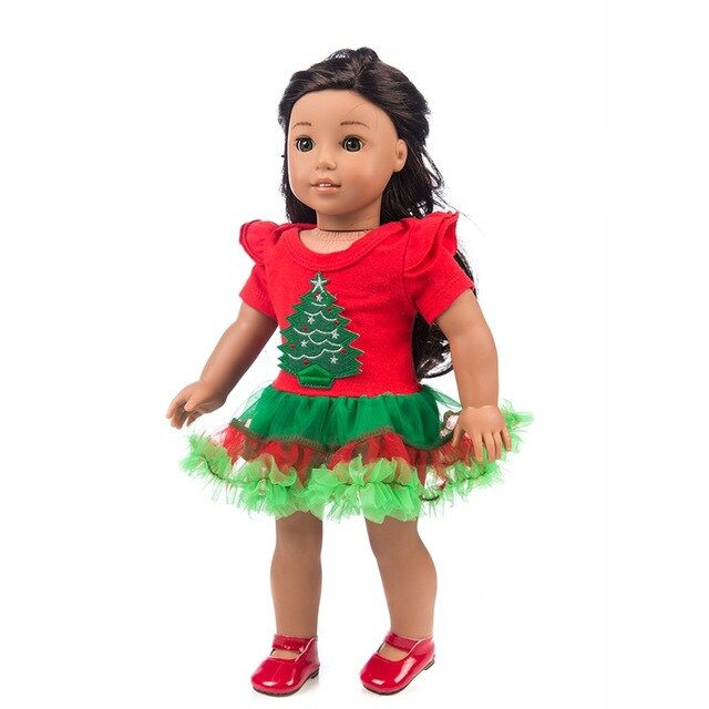 Dziewczyna lalka świąteczna sukienka, szal, spódnica, legginsy - 18 cali - Wianko - 21