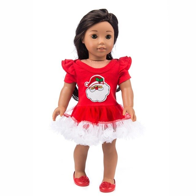 Dziewczyna lalka świąteczna sukienka, szal, spódnica, legginsy - 18 cali - Wianko - 22