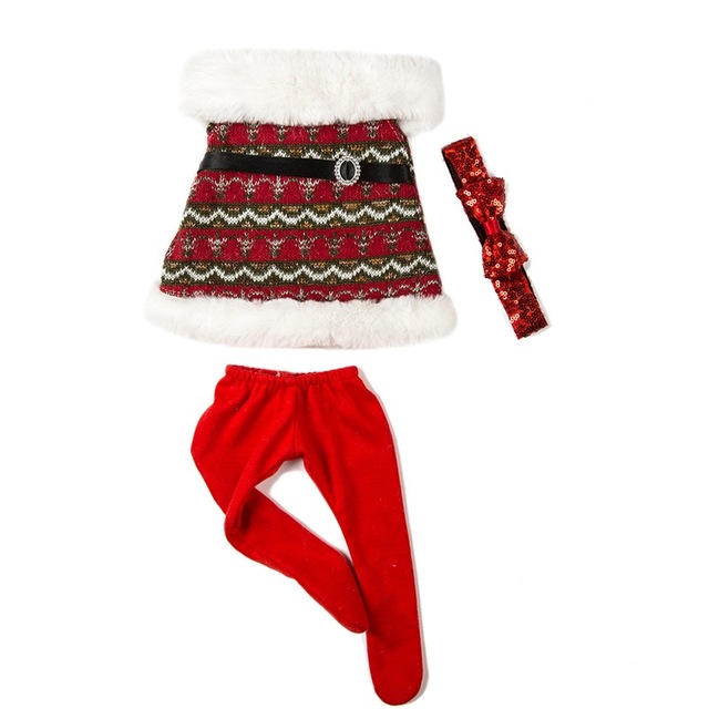 Dziewczyna lalka świąteczna sukienka, szal, spódnica, legginsy - 18 cali - Wianko - 8
