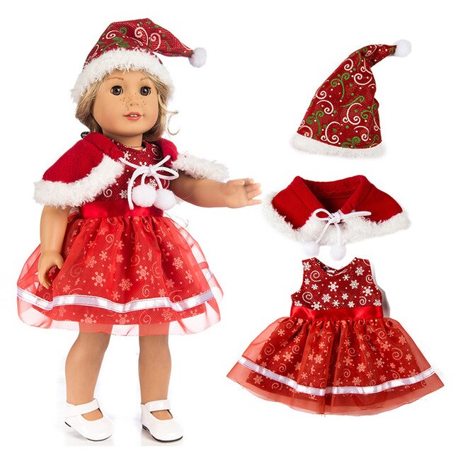 Dziewczyna lalka świąteczna sukienka, szal, spódnica, legginsy - 18 cali - Wianko - 23