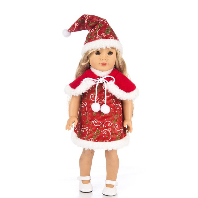 Dziewczyna lalka świąteczna sukienka, szal, spódnica, legginsy - 18 cali - Wianko - 27
