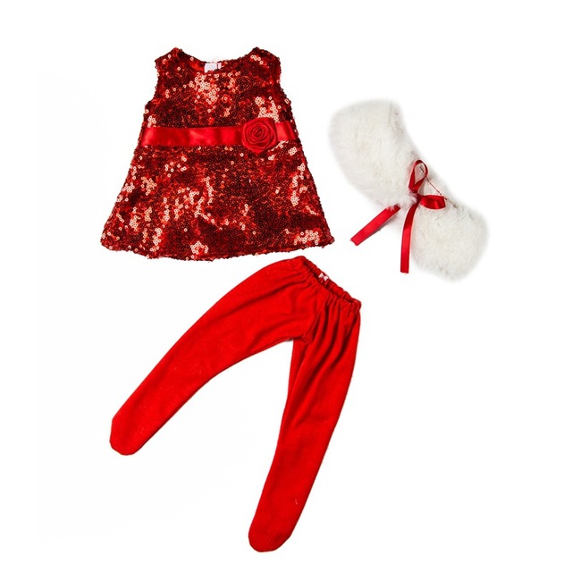 Dziewczyna lalka świąteczna sukienka, szal, spódnica, legginsy - 18 cali - Wianko - 17