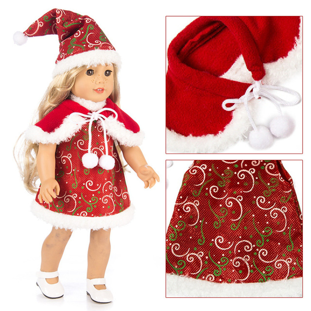 Dziewczyna lalka świąteczna sukienka, szal, spódnica, legginsy - 18 cali - Wianko - 26