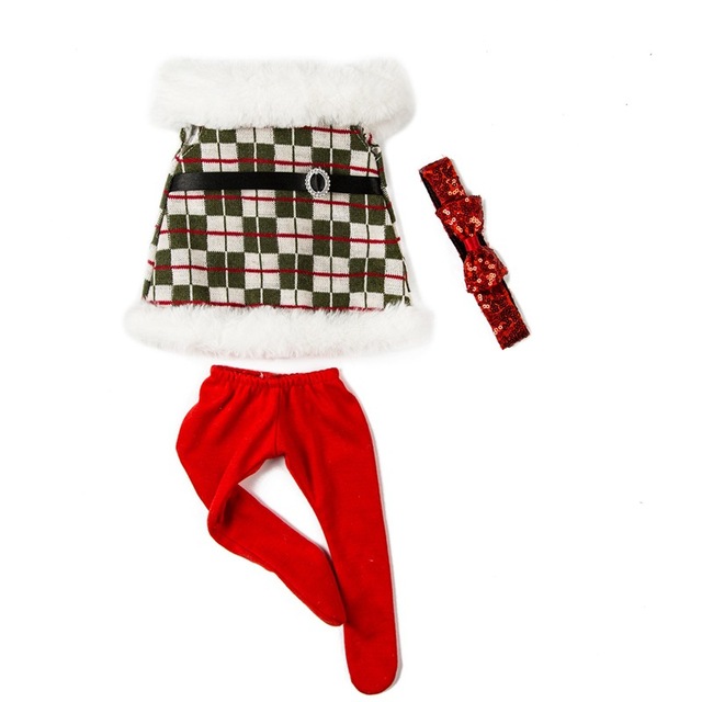 Dziewczyna lalka świąteczna sukienka, szal, spódnica, legginsy - 18 cali - Wianko - 7