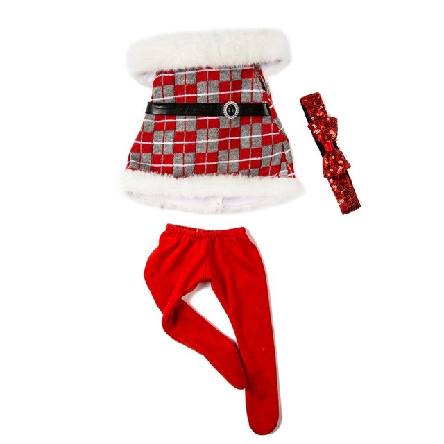 Dziewczyna lalka świąteczna sukienka, szal, spódnica, legginsy - 18 cali - Wianko - 6