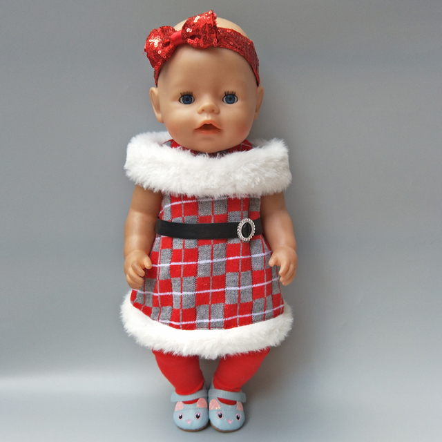 Dziewczyna lalka świąteczna sukienka, szal, spódnica, legginsy - 18 cali - Wianko - 39
