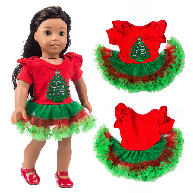 Dziewczyna lalka świąteczna sukienka, szal, spódnica, legginsy - 18 cali - Wianko - 20
