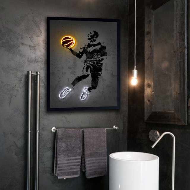 Plakat Neon Koszykarz Curry - Nowoczesne Malarstwo na Płótnie dla Wnętrza - Salon, Sypialnia, Dekoracja Domu - Wianko - 5