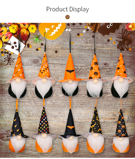 Dekoracja na Halloween - 1 szt. - Tkaniny z wzorami dyni i czarownicy - Prezenty dla dzieci - Straszny domowy Halloween Decor - Przed Bożym Narodzeniem Koszmar - Wianko - 5