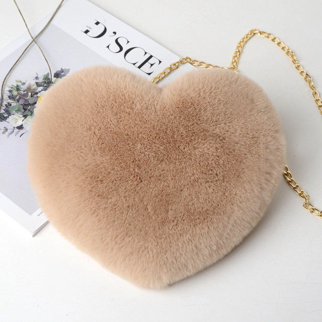 Kopertówka z miękkiego pluszu w kształcie serca z modnym futrem - Wianko - 21